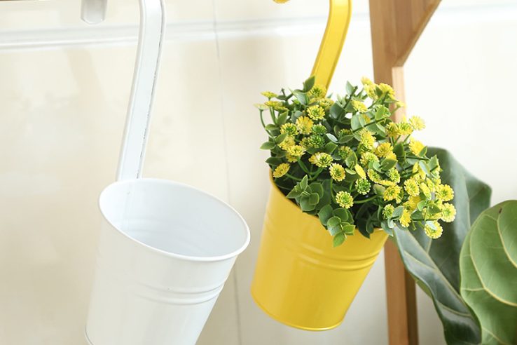 Colored tin hanging flower pot (4)