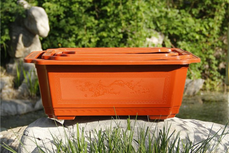 Orange rectangular plant pot (2)