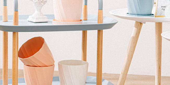 Elegant solid color household plastic flower pot (1)