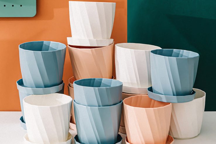 Elegant solid color household plastic flower pot (1)