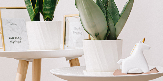 Elegant solid color household plastic flower pot (2)