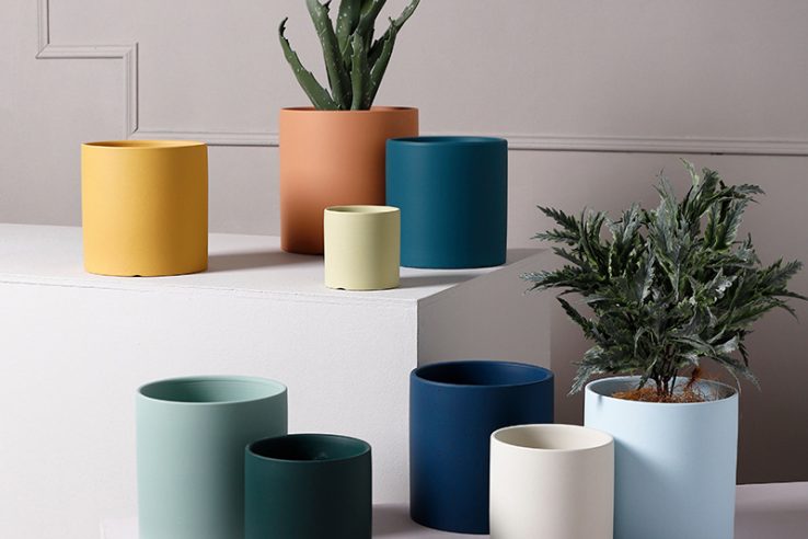 Simple Morandi round ceramic flowerpot (3)